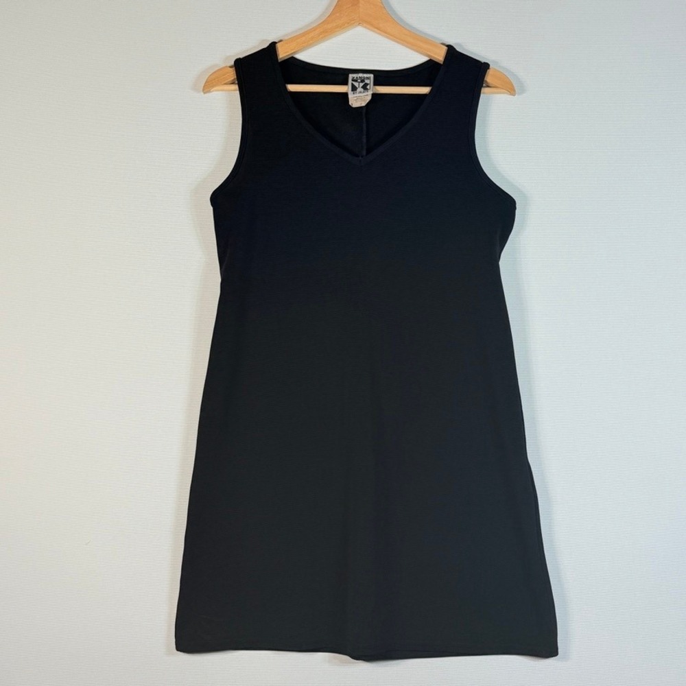Vintage Zanoni Jalate Medium Black Sleeveless Mini Dress Ribbed Minimalist Y2K‎